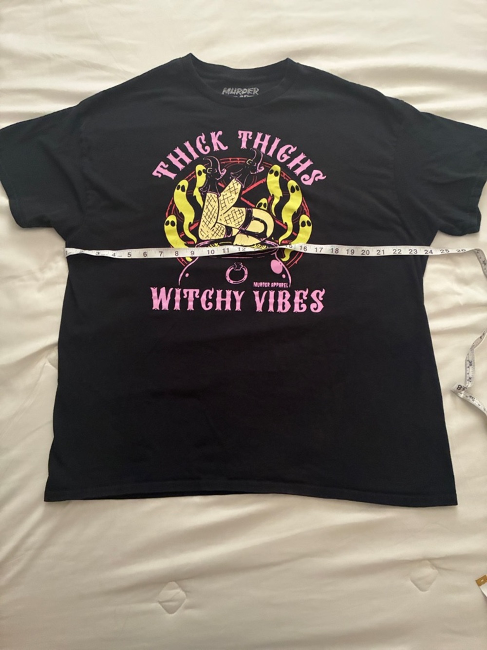 Spencer's Black Tee with Pink Text and Yellow Graphic